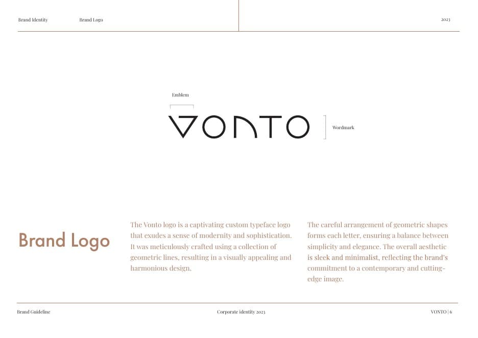Vonto, brand book page 1